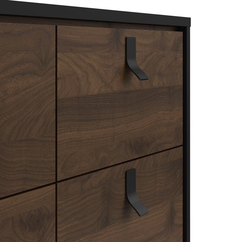 Levine 101.8cm W 6 - Drawer Chest of Drawers, Black/Walnut