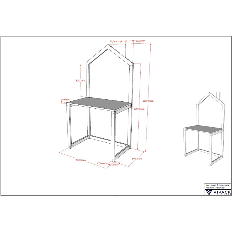 Dallas 80cm W Writing Desk, Black