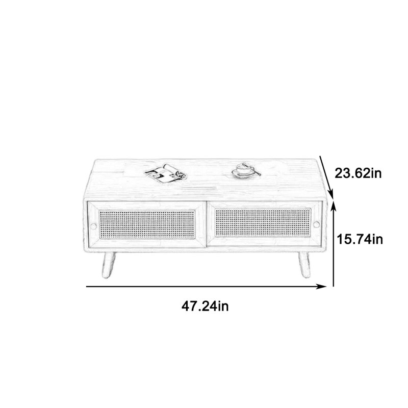 Heavy-Duty Coffee Table with Sliding Storag, 15.74" H x 47.24" L x 19.68" W