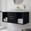Meuble-lavabo mural moderne 39,4 po avec lavabo ovale en céramique, armoire en bois massif multicouches et tiroirs à fermeture en douceur pour la vie urbaine