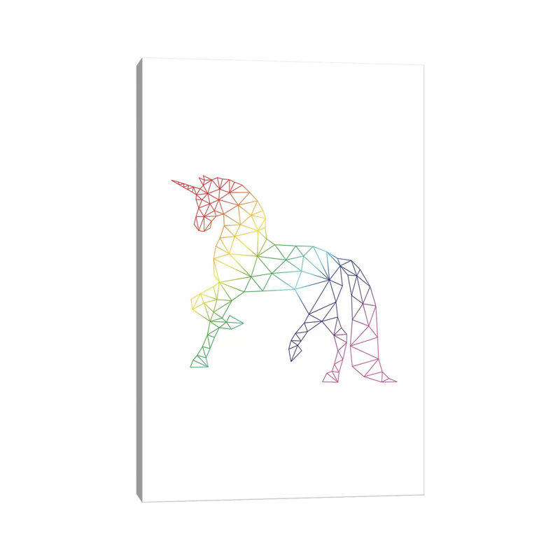 Rainbow Unicorn by Nouveau Prints - Wrapped Canvas Gallery-Wrapped Canvas Giclée, 20.32 cm H x 30.48 cm W