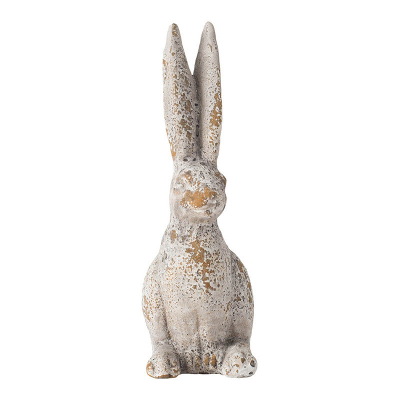 Statue de lapin en ciment crème 5,3 x 4,5 x 12,8 po