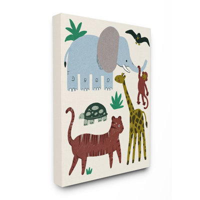 Illustration colorée d'un animal de safari, éléphant, girafe par Jeanette Vertentes - impression d'art graphique