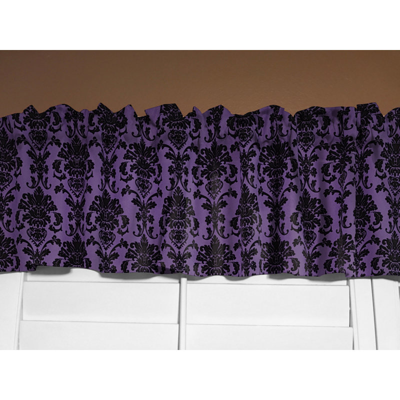 Cantonnière florale en damas 58 po, Prune, L 58 po x L 14 po