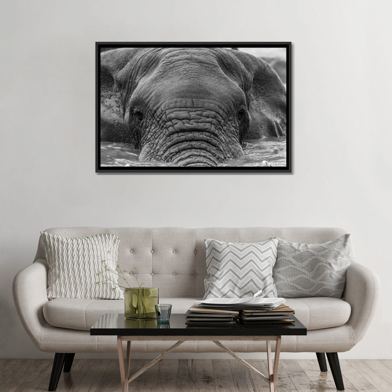 « éléphant partial submerged » par anders jorulf, impression sur toile, Toile avec cadre noir, Pas de tapis
