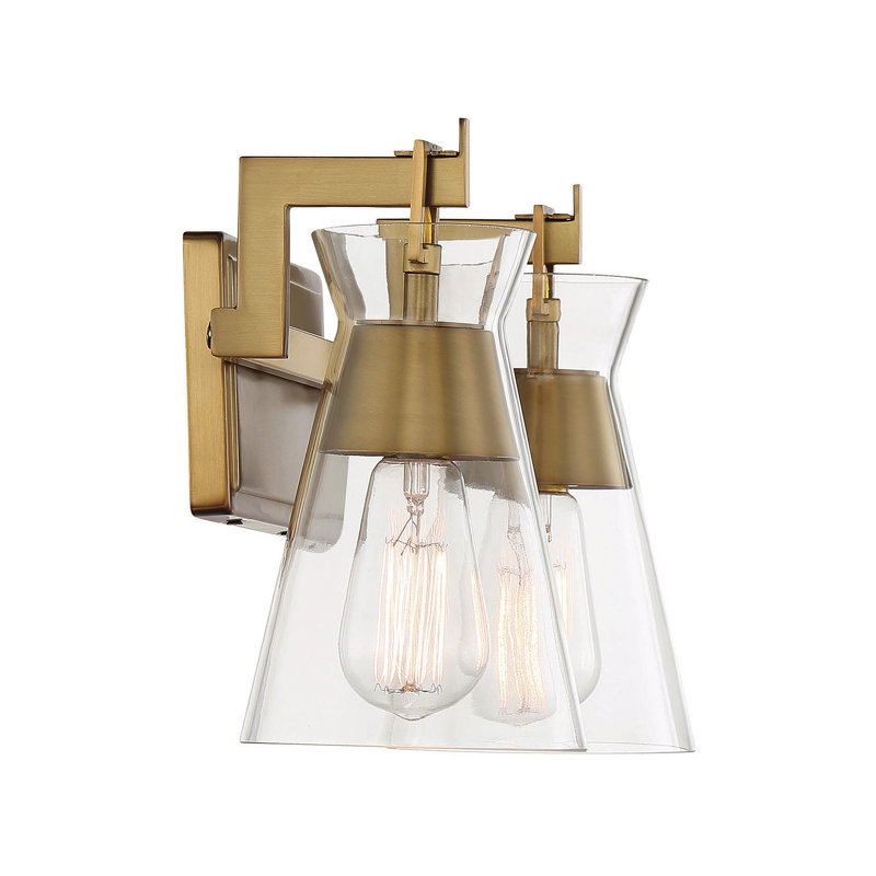 Cyclade 2 Light Transparent Dimmable Vanity Light, Brass