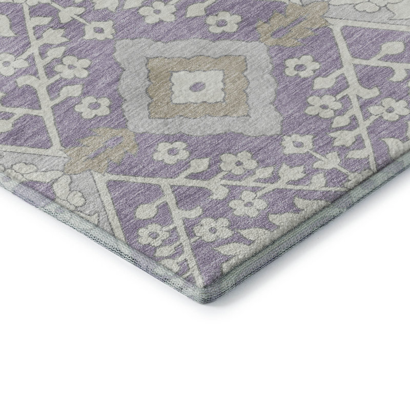 Premium Machine Washable Prisco Lavender Rug, Rectangle 9' x 12'