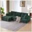 Canapé d'angle en chenille vert foncé avec capitonnage, canapé 4 places surdimensionné pour salon et appartement