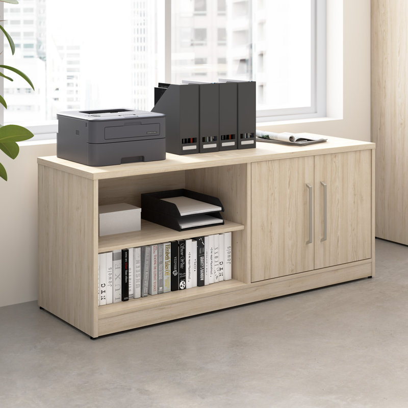 Bush Business Furniture Vista Low Storage Cabinet With Doors And Shelves, Beige