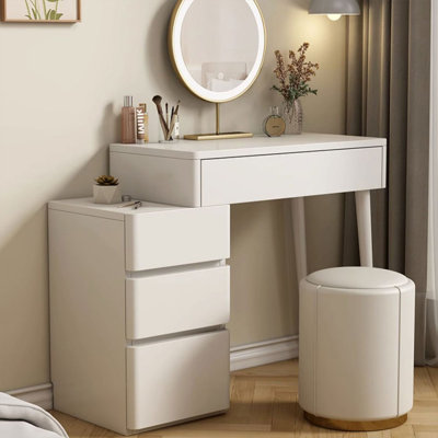 Makeup Vanity with Light mirror,5 drawers,1 chair