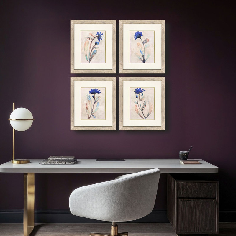 Blue Folk Garden Framed Art