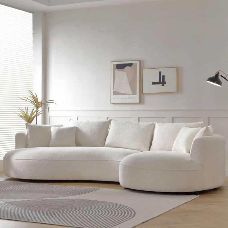 124.8" Boucle Curved Sofa Couch, Right Hand Facing