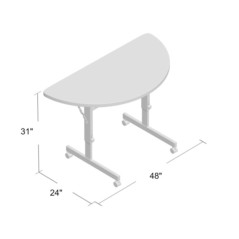 Dasaki 2 Person Height Adjustable Flip Top 48'' L Modular Training Table with Casters and Modesty Panel and Cable Management