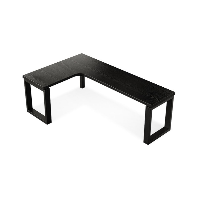 + Black L-Shaped Solid Wood desk, 29.53" H x 78.74" W x 47.24" D, Left Hand Return