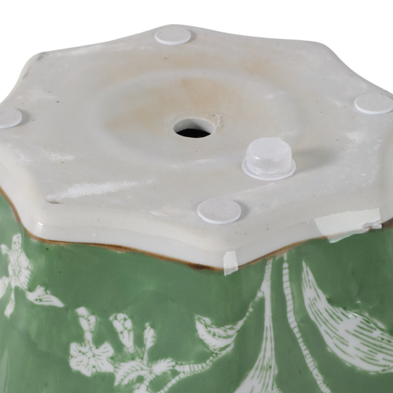 Ceramic Planters Floral Pattern Indoor Outdoor Decorative Garden Pots For Home And Garden Display Use Set Of 3 - 9", 8", 7" Green