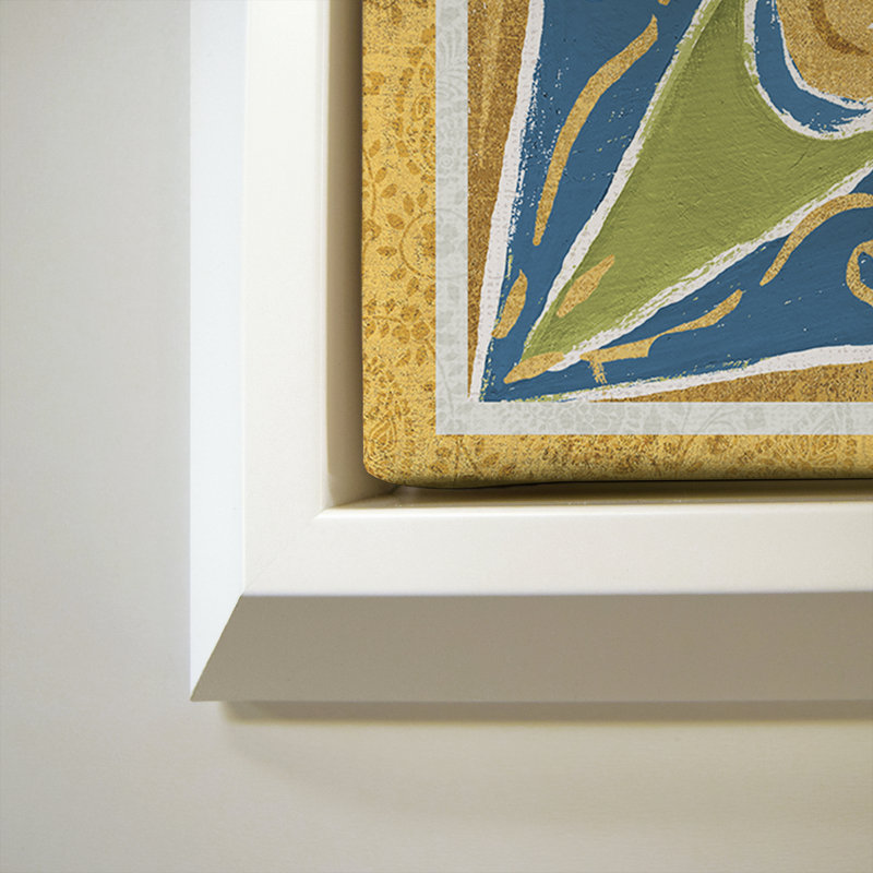 " Free Bird Mexican Tiles II ", 39.5" H x 39.5" W x 2" D, Champagne Floater Frame