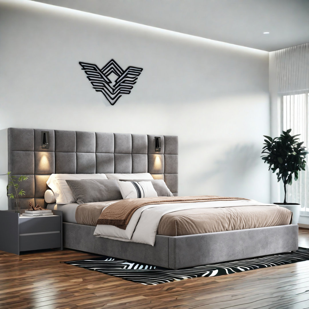 Sandris Velvet Upholstered Platform Bed with LED Reading Lamps Ivy Bronx 