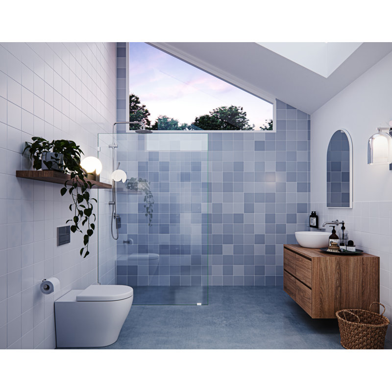 Vela 49 in. x 78 in. Fully Frameless Single Fixed Shower Panel, Polished Nickel