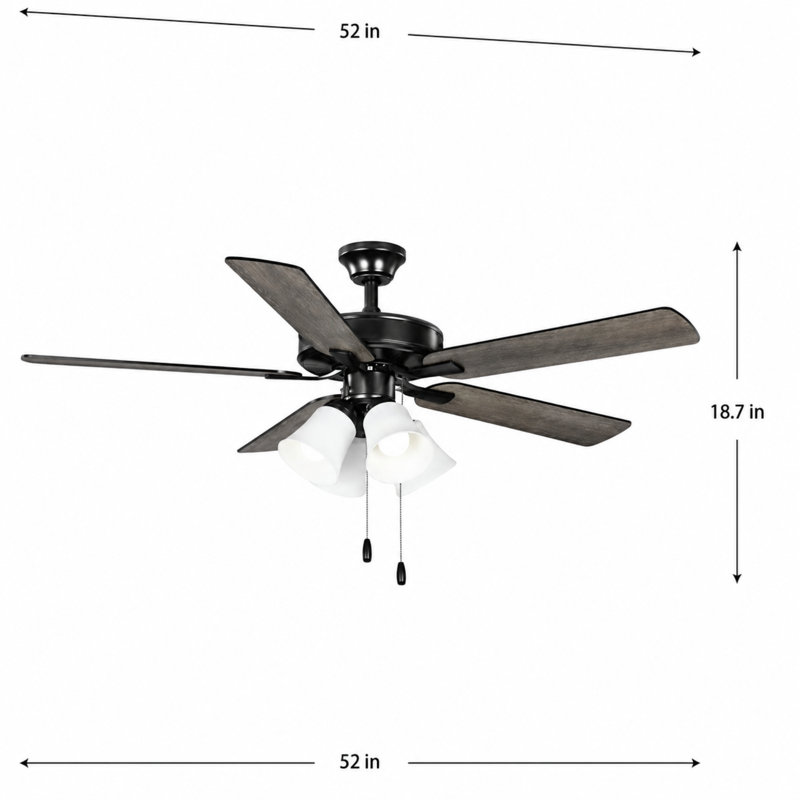 Airpro 52 In. Indoor Transitional Ceiling Fan, Matte Black