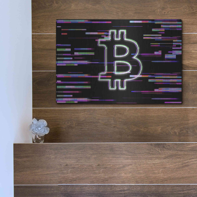 «Bitcoin Life», art mural en métal, H 12 po x l 16 po