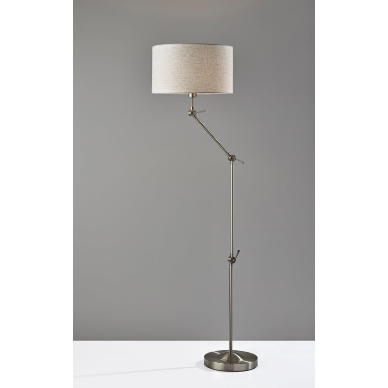Schutt 65" Swing Arm Floor Lamp, Acier brossé, Taupe clair