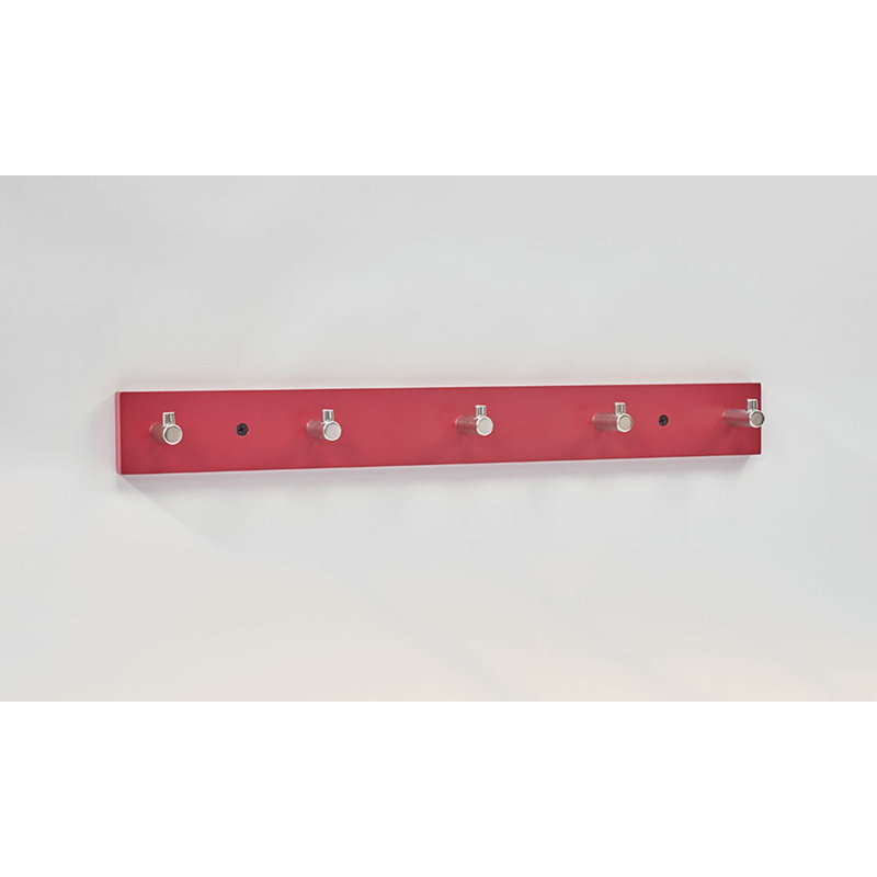 Blondell Wall 5 - Hook Wall Mounted Coat Rack, Red