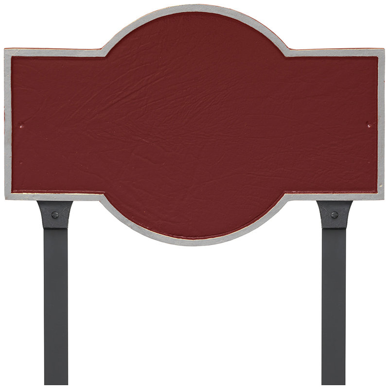 Plaque d'adresse rectangulaire avec piquets Canterbury, Rouge brique / argent, Oui