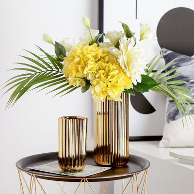 Ensemble de 2 vases de table en céramique dorée 2 pièces Gelhar