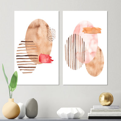 " Abstract Geometric Shapes In Earth Tones VII " 2 - Pieces