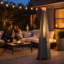 Chauffage de terrasse extérieur sur pied, pyramidal, au propane, 48 000 BTU, avec flamme en verre de quartz.
