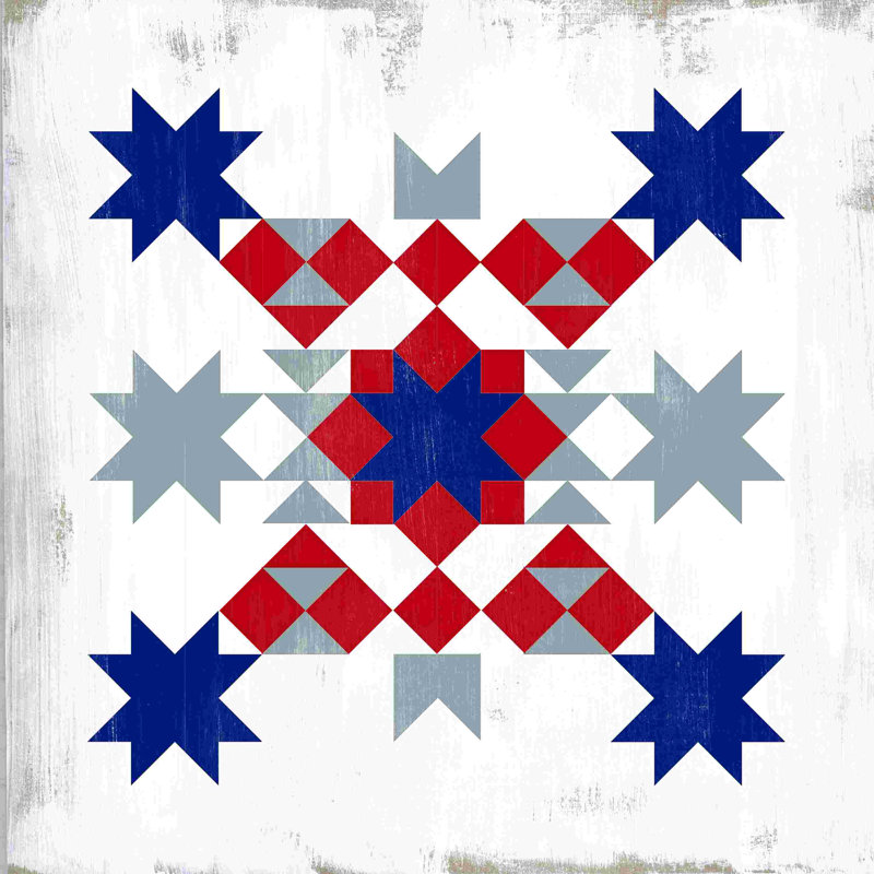 Motif de courtepointe rouge, bleu et blanc, H 12 po x l 12 po