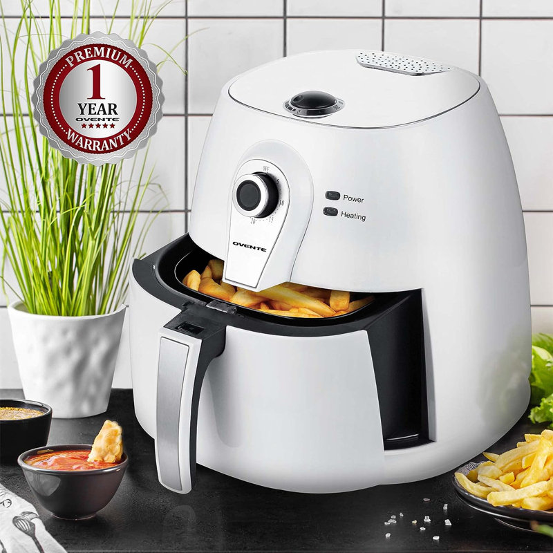 OVENTE Electric Air Fryer 3.2 Quarts Capacity, White