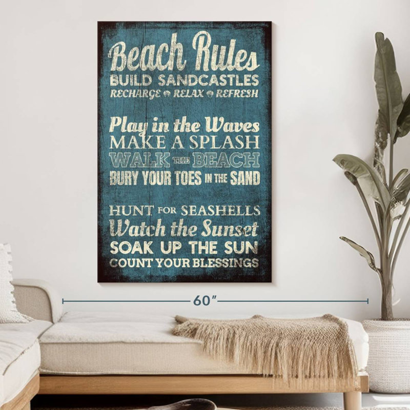 " Beach Rules " by Charles B, 51" H x 34" W x 1.25" D