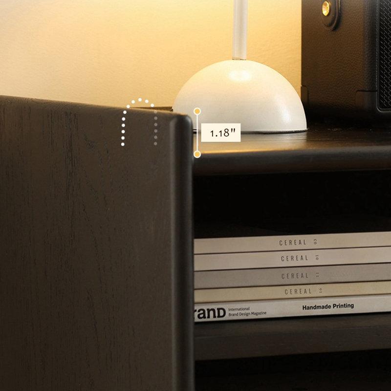 Meuble télé moderne en bois massif noir, H 20,08 po x L 78,74 po x l 15,75 po.
