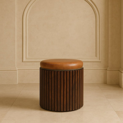Tabouret d'appoint en cuir côtelé