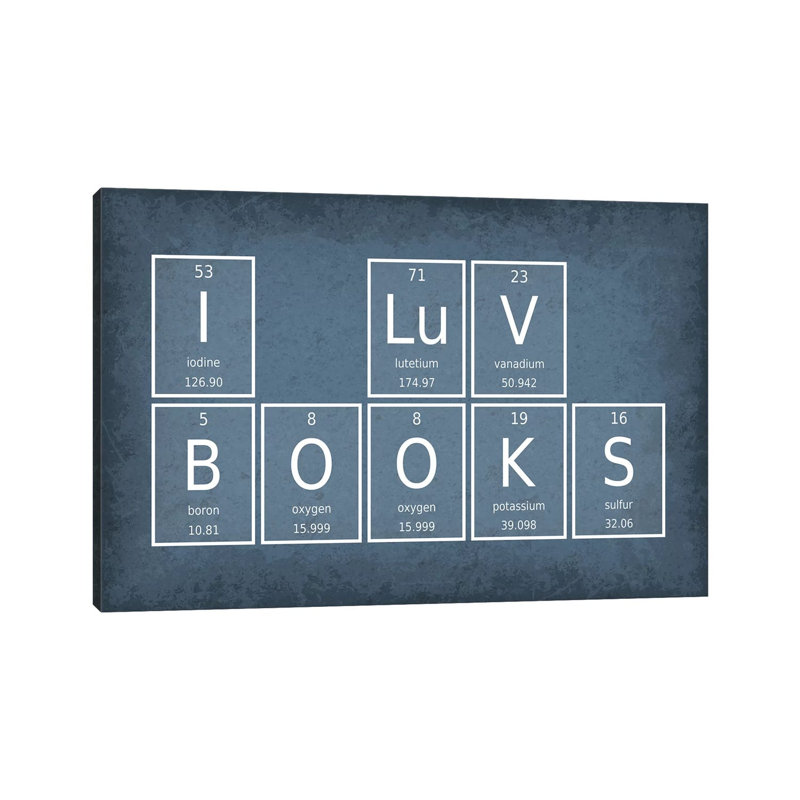 I Luv Books - Wrapped Canvas Painting, 20.32 cm H x 30.48 cm W