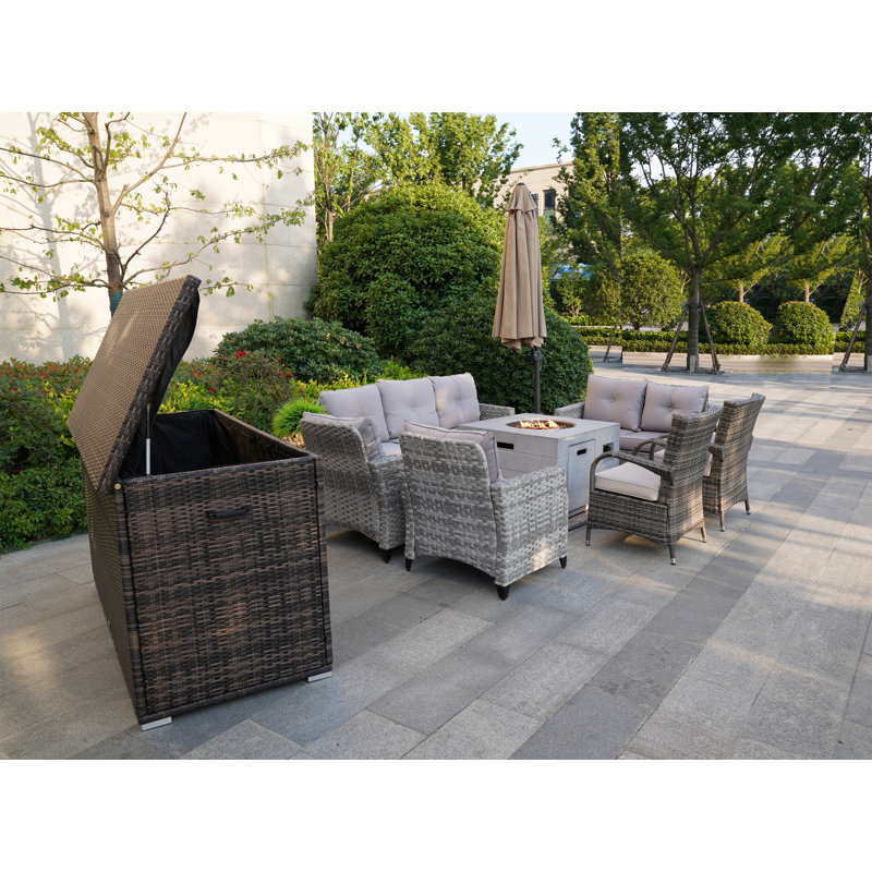 Wicker 9 - Person Patio Conversation Set with Cushions