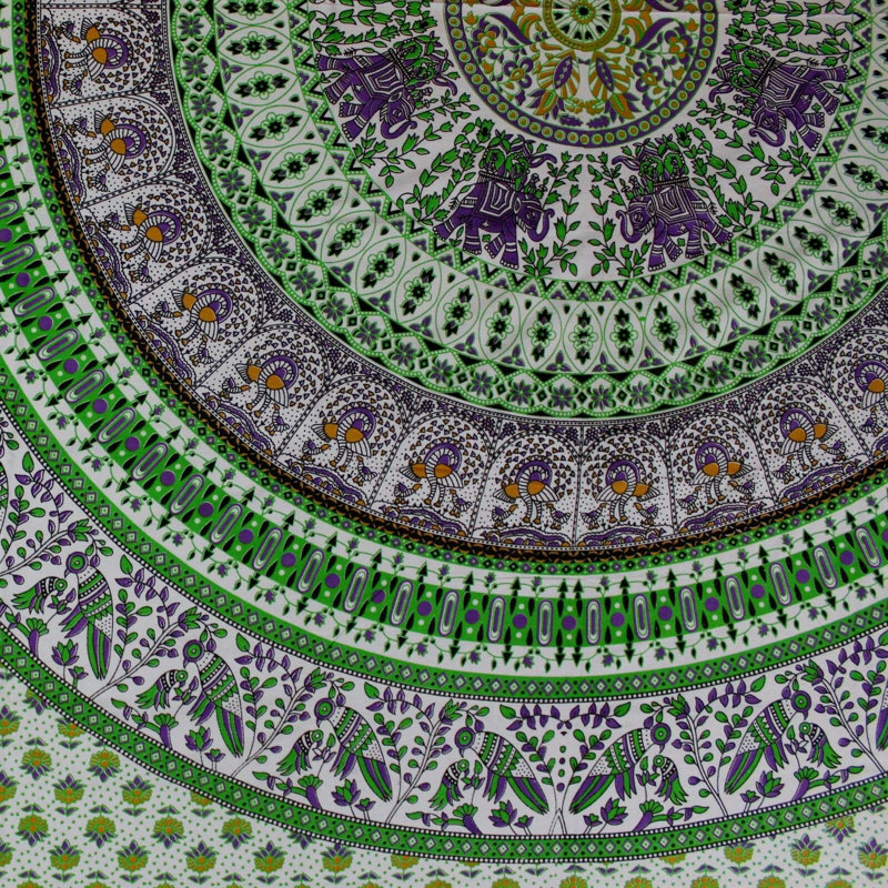 Cotton Jungle Safari Floral Tablecloth Rectangle, 86" H x 96" W, Green