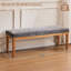 Modern Entryway Bench with Fabric Cushion, 53" Hallway Seat for Putting On Shoes, Wooden Legs, Grey Upholstery​​-1668438433-1668438438