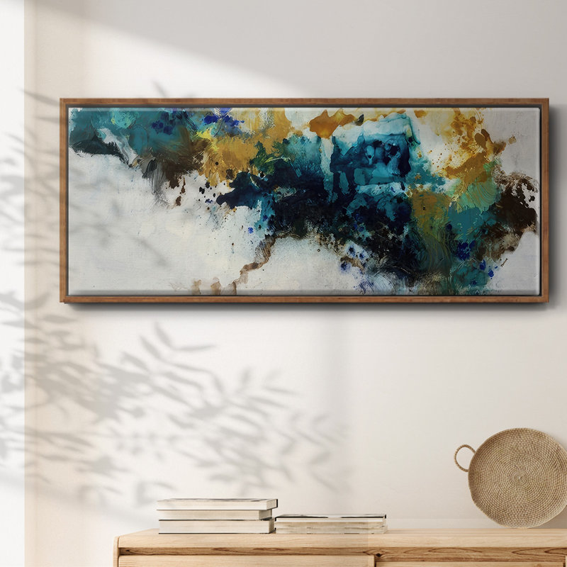 Teal Splat - Framed Canvas