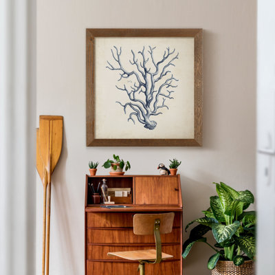 " Coral Trio In Indigo III " Painting Print
