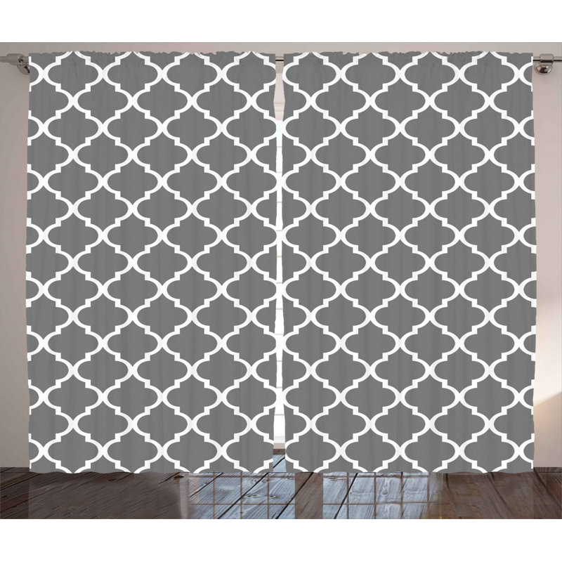Geometric Semi-Sheer Rod Pocket Curtain Panels, 54" x 96"