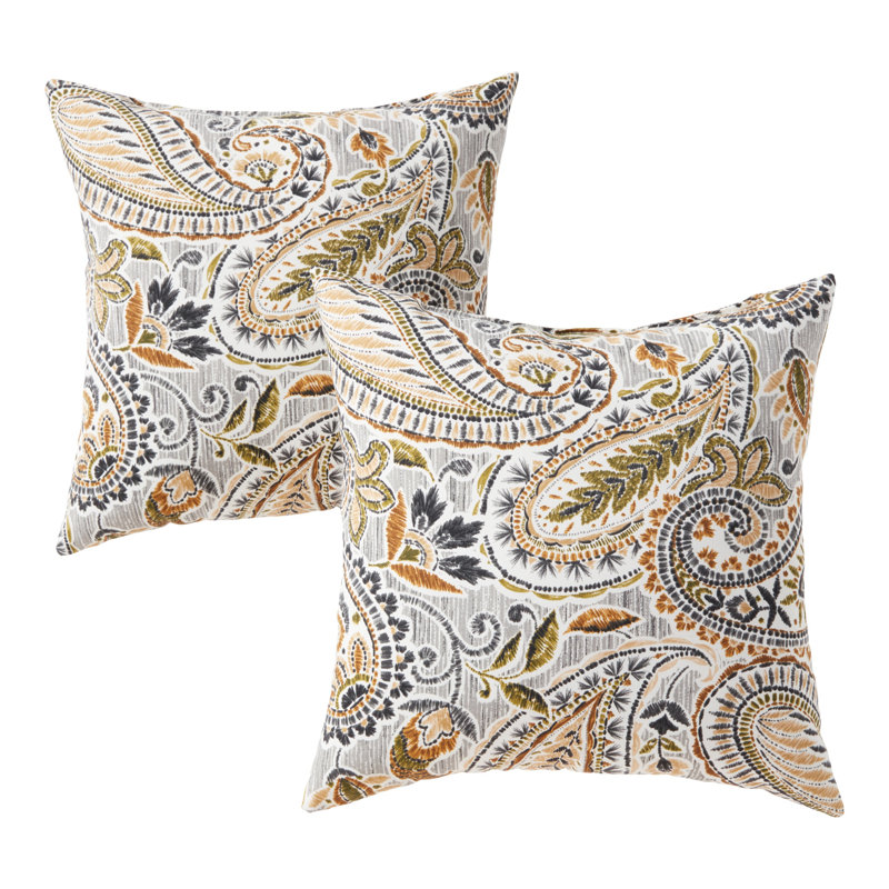 Covington Outdoor Square Pillow Cover & Insert, Arctic Paisley