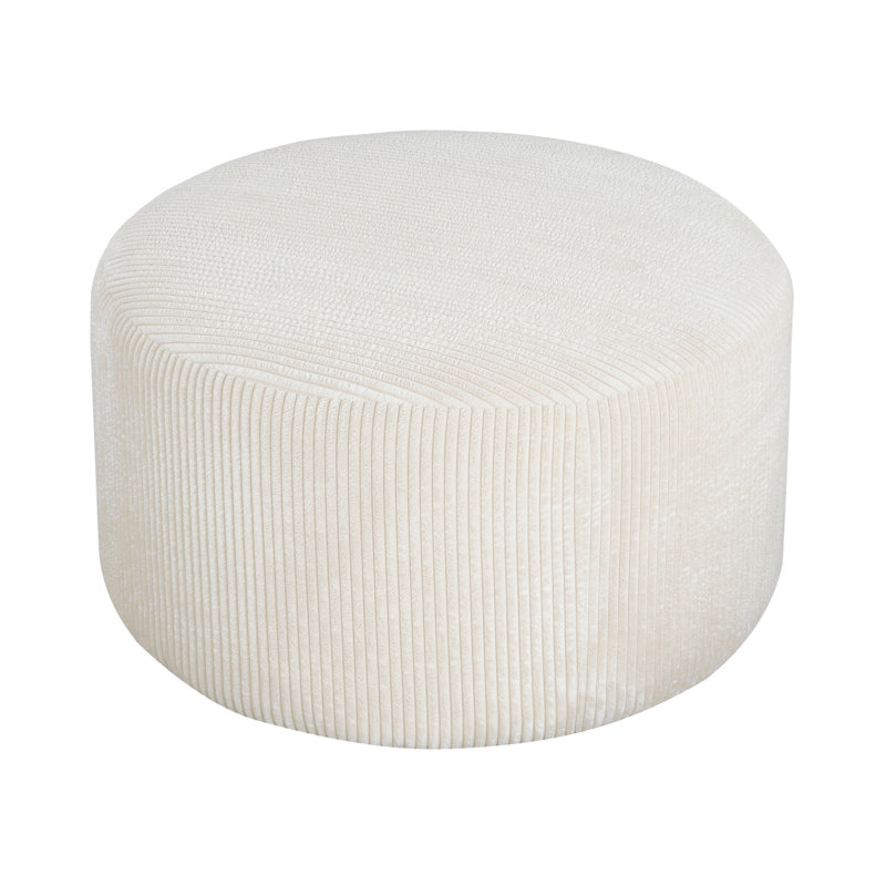 Upholstered Round Ottoman, Beige
