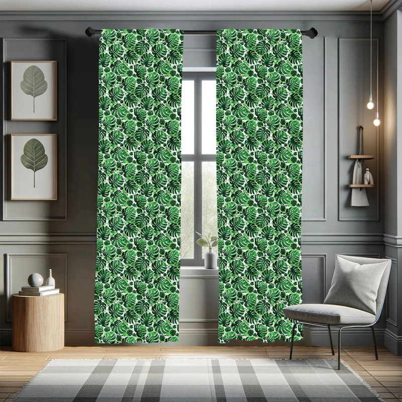 Panneaux de rideaux semi-diaphanes avec passe-tringle Tropical, 28 po x 84 po