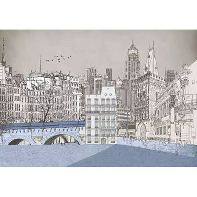 Charcoal City London Cityscape Drawing Removable Wallpaper