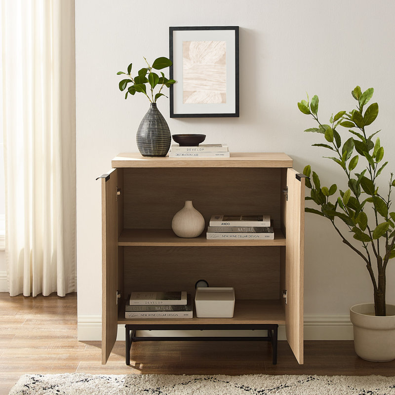 Ludlow Reeded 2-Door Accent Cabinet, Coastal Oak/Black