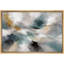 Abstrait art bleu sarcelle dynamique, photos de salon contemporain, impression sur toile encadrée-126097113-126097114