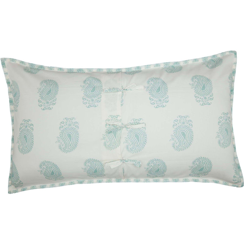 Sea Glass and White Cotton King Sham with Paisley Pattern