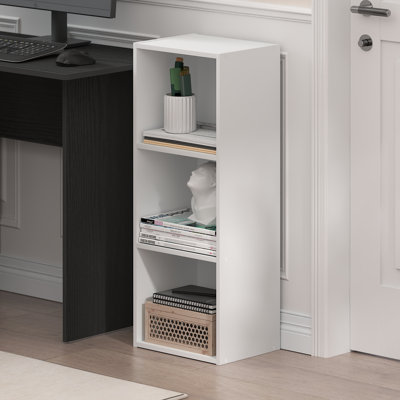 Tani Book Shelf, 3-Cube Bookcase, Standing Bookshelf, Open Storage Shelf, Closed Back, Easy Assembly, 23.6 x 30.5 x 80.0 cm, for Home Office, Living Room, Plain White